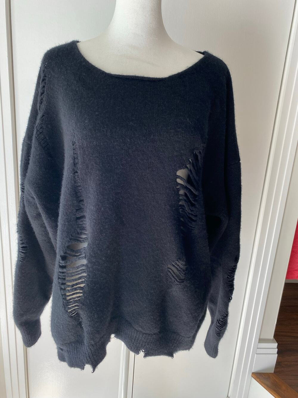 Zara-Steven Meisel Wool Cashmere Black Sweater Large Grunge Rocker